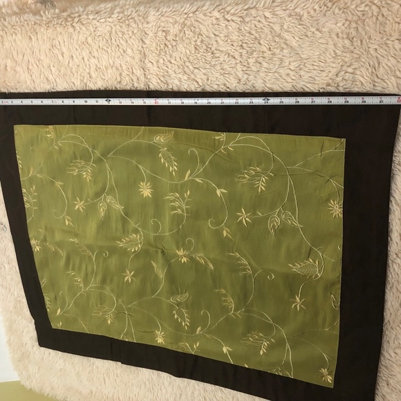 Queen Pillow Cases Green Dark Brown Decorative Embroidered Floral Elegant - Picture 5 of 8